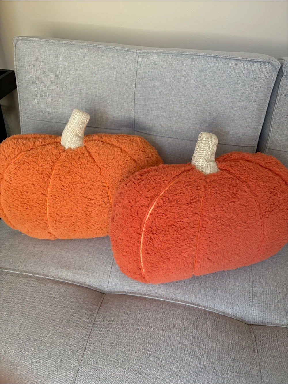 2 Plush Orange Pumpkin Decorative Pillow - Autumn Accent
